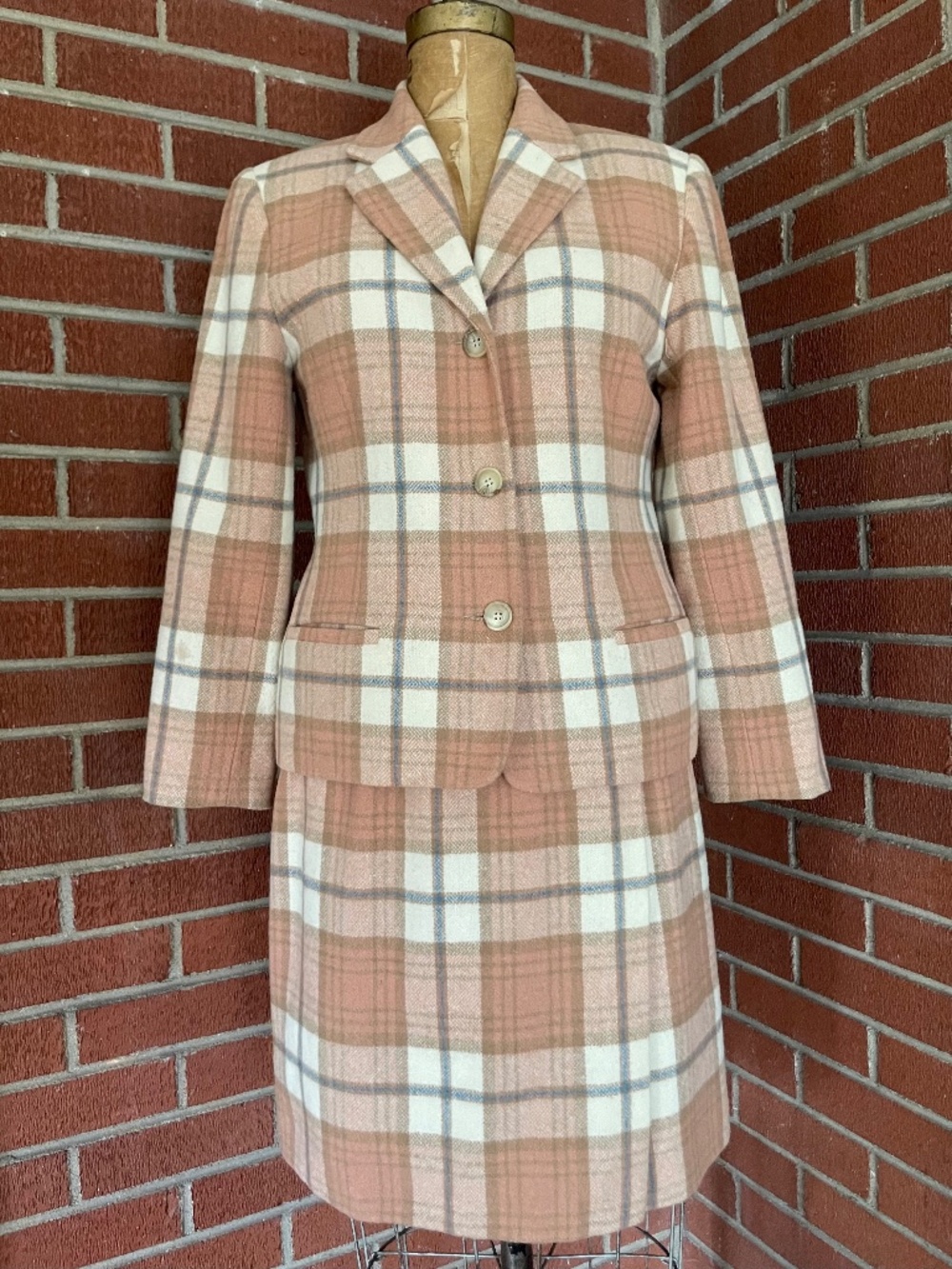 Vintage 80's Daniel Hechter Plaid Wool Skirt Suit | Size 4